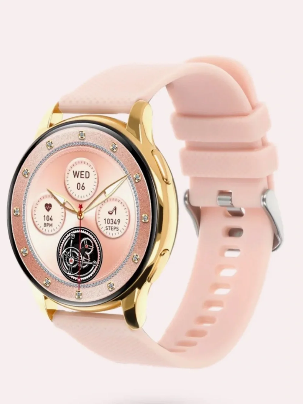 Bronzallure Milano Pink Smartwatch Gold Round Case Heart Rate Sleep Tracker NWOB